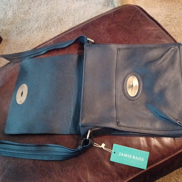 Dark Blue Leather Jamie Bag - Picture 3 of 6